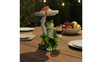 Frog Under Toadstool Figurine Creative Design Frog Drinking Beverage Statue