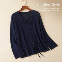Cardigans for Women with Crochet Flower Detail, Ladies with Adjustable Tie Belt, Long Sleeve Summer for Spring
