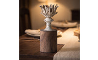 Candle Holder Distressed Candlestick Candle Stand with Wood Base Vintage Decor for Mantel