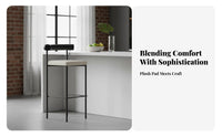 Minimalist High-Legged Stool Padded Backrest Counter Chair Upholstered Seat