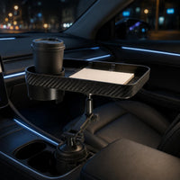 Car Cup Holder Tray Carbon-Fiber Pattern Vehicle Accessory Stable