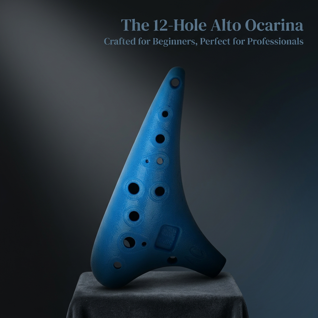 12 Hole Alto Flute, Lightweight Melodious Ocarina for Beginners, Musical Instrument Gift for Kids Adults, Teaching Ocarina with Velvet Bag