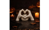 Pumpkin with Fond Clasp Festive Halloween Pumpkin Statue Whitewashed Jack-O'-Lantern Figurine for Desk, Shelf, Windowsill