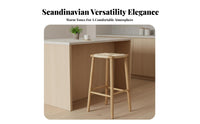 Woven Seat High Stool Sturdy Construction Square Woven Stool Bohemian Design