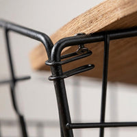 Kitchen Storage Hanging Basket with Wooden Lids for Vegetable Wall or Countertop Wire Rack, Foldable Design for Home