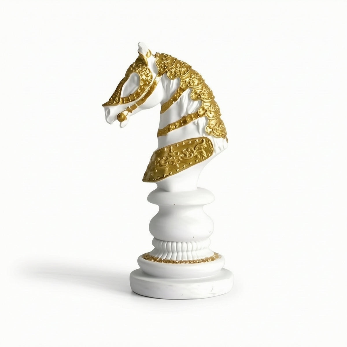 Chess Statue with Pedestal Gold Chess Figurine Decorative for Mantel, Bookshelf