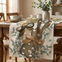 Easter Table Runner Festive Design Bunny Hare Table Runner Holiday Dining Decoration for Party Hosts, Homeowners, Home Decor, Farmhouse, Kitchen