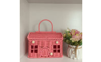 Rattan Gift Box Portable Handle House Basket Handwoven for Birthday