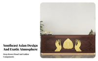 Thai Design Reception Desk Handcrafted Southeast Asian Design Front Counter Backlit Design Carved Wood Spa Counter for Business Owners, Massage Parlor