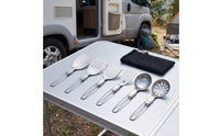 6 Pieces Camp Utensil Set with Storage Bag Foldable Camp Cooking Utensil Space-Saving-Saving Cooking Utensils with Pouch for Backpackers, Hikers