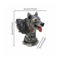 Wolf Bust Cartoon-Style Desk Ornament Sculpted for Bookshelf, Collectors