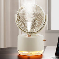 Desktop Cooling Fan Humidifier Top-Fill USB Humidifier Fan Textured Lighted Section for Office Desk