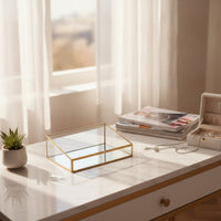 Transparent Jewelry Box with Glass Panels Clear Geometric Display Box Modern Jewelry Display Case Elegant for Dresser