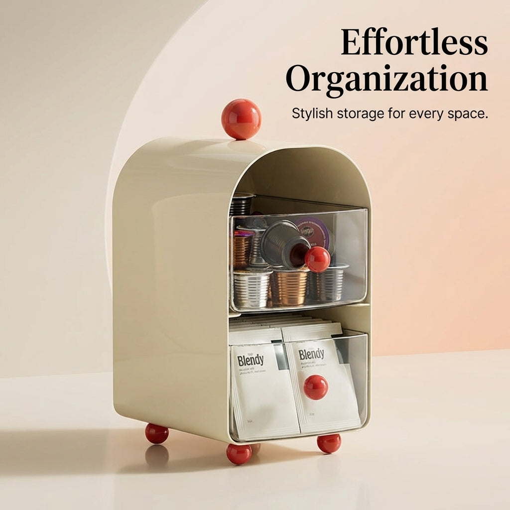 Desktop Organizer with Lid, Acrylic Drawer for Desk Storage, Kitchen Counter Multi-Layer Countertop