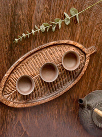 Solid Wood Banana Leaf Tea Tray