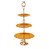 3-Tier Dessert Stand Round Cupcake Stand Easy to Assemble Cupcake rack with Metal Rod for Wedding Planners, Weddings