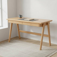 Nordic Design Student Desk Spacious Tabletop Solid Wood Writing Desk Wide Desktop Home Office Workstation for Students, Adults, Bedroom, Living Room
