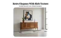 Teak Wood Storage Cabinet Multi-Functional Retro Design Sideboard Elegant Design Wooden Buffet Cabinet for Homeowners, Adults, Hallway, Bedroom