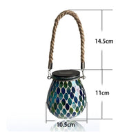 Solar Mosaic Lantern Portable Solar Glass Lantern Handmade Look for Nighttime