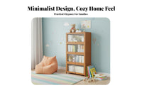 Dust-Proof Freestanding Bookshelf with Doors Space Saving Multi-Layer Storage Cabinet Large Capacity Enclosed Bookshelf Sturdy Construction for Book Lovers, Office Workers, Homeowners, Children's Room, Bedroom, Library