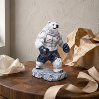 Boxing Bear Statue Muscular Fighting Bear Figurine Anthropomorphic