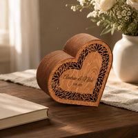 Heart Wooden Coin Box Giftable Home Decoration Decorative Cutout for Wedding