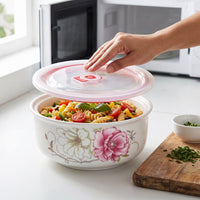 Ceramic Food Storage Bowl with Lid for Refrigerator and Microwave, 5/6 Inch