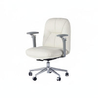 Ergonomic Design Upholstered Highspine-support Desk Chair Creamy aesthetic Aesthetic Adjustable Rolling Task Chair Comfortable padding rotating Seating Padded Armrests for Students, People Working from Home, Study Room, Bedroom