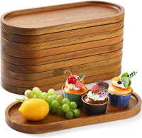 Acacia Wood Oval Serving Tray for Tea, Snacks, and Steak