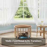 Multi-Functional Slatted Feline Condo Stool Multifunctional Design Pet Furniture Space-Saving Footstool Cozy Hideaway for Felines, Small Dogs, Apartment Dwellers, Entryway, Living Room, Bedroom, Balcony