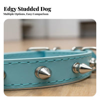 PU Leather Rivet Sturdy Studded Dog Adjustable for Young Dogs, Cat Owners, Daily Wear, Training, Outdoor Walks