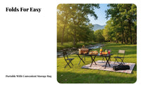 Roll-up Camp Table Portable Slatted Roll-up Table Easy 3-Step Assembly for Beach