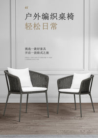 Nordic Outdoor Rattan Sofa Set with Footstool and Side Table, Metal Frame