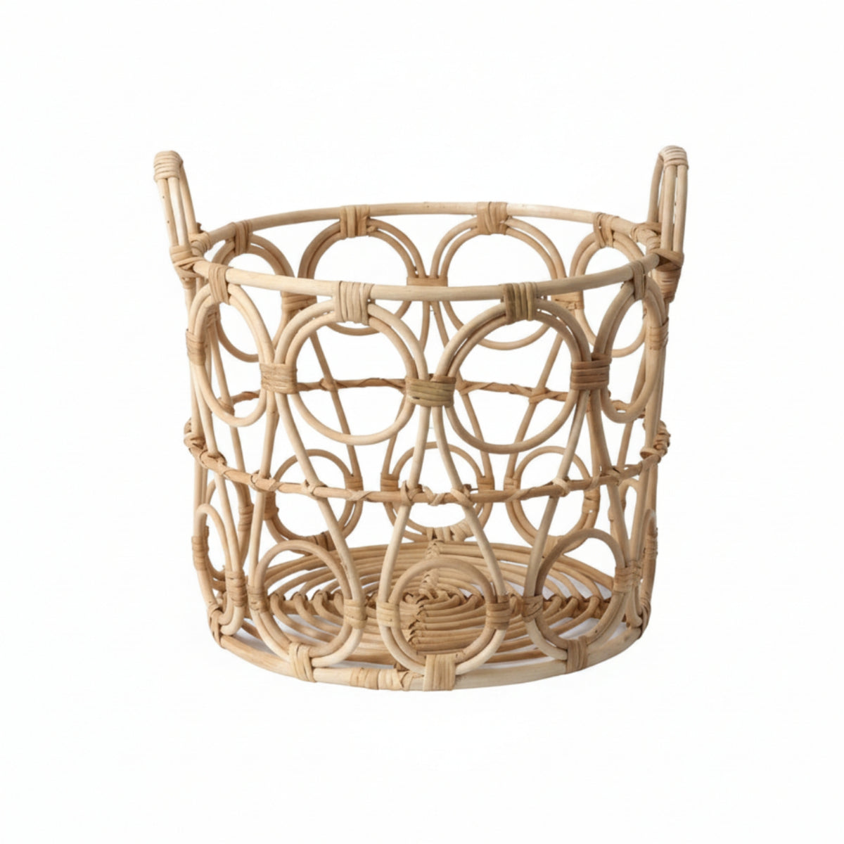 Handwoven Rattan Basket Airy Rattan Basket with Handles Versatile for Bedroom