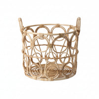 Handwoven Rattan Basket Airy Rattan Basket with Handles Versatile for Bedroom