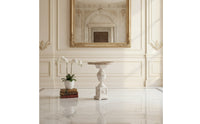 Accent Table with Pedestal Base Carved Round Side Table Decorative for Boutique