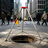 Retrieval Tripod with Winch Portable Aluminum Retrieval Tripod Foldable Lifting Hoist for Utility Workers, Confined Space