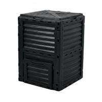 300 L Compost Bin Ribbed Panels Compost Bin Black Outdoor Composter