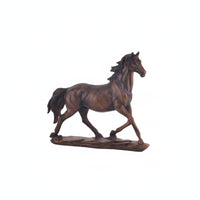 Wood Grain Horse Sculpture Nordic Style Standing Horse Statue Sturdy Table Ornament for Desktop