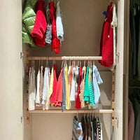 Adjustable Wooden Wardrobe Hanging Rod for Children's Closet