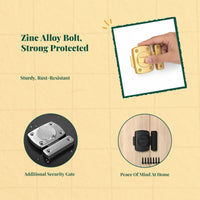 Slide Bolt Door Lock, No-Drill Hasp Latch for Bathroom, Bedroom, Closet, Enhanced Privacy, Easy Installation, Stainless Steel