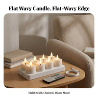 8 Pieces Rechargeable Tea Lights | Warm Yellow, Rechargeable Tea Lights with Charging Base, for Table Centerpieces