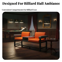 Light Luxury Design Billiard Spectator Sofa High-Density Foam Cushion Pool Hall Loveseat Sturdy Construction Cue Holder Viewing Bench Breathable Upholstery for Spectators, Club Owners, Game Room, Clubhouse, Sports Bar