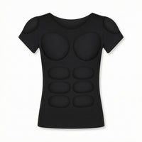 V-Neck Cosplay Shirt with Muscle Chest Short-Sleeve Fake Muscle T-Shirt Fitted Costume Top Seamless-Looking for Men, Cosplayers, Stage Performances