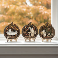 3 Pieces Fall Wooden Pumpkin Cutout