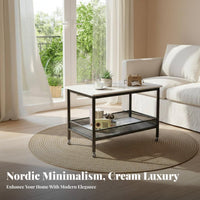 2-Tier Rolling End Table Movable with casters Household Furniture Space-Saving