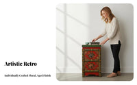 Two-Door Painted Chest Chinese design Storage Cabinet Multifunctional Distressed Finish for homeowners, Living Room