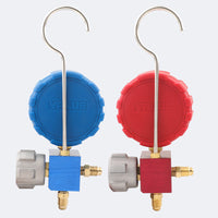 Refrigerant Charging Manifold Gauge Set with Single Valve, Refrigeration Pressure Gauge, Dual Valve Liquid Charging Hose