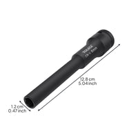 power outlet, 1/2" drive, extended length hex socket, thin wall, suitable for air powered wrenches, auto repair, sturdy duty.