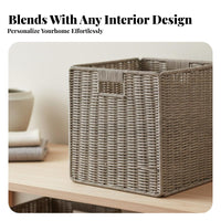 Woven Cube Basket With Handle foldable Woven Cube Built-in Handles for Adults